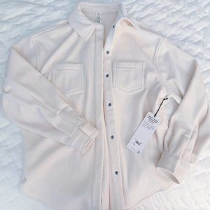 NWT Sold Out Alo Yoga Ribbed Velour Mountain Side Shacket in Ivory White Size XS